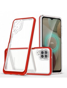 Genomskinligt 3in1-fodral för Samsung Galaxy A22 4G Frame Gel Cover Röd