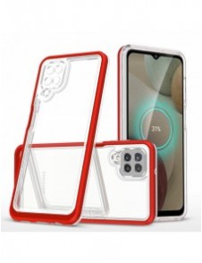 Genomskinligt 3in1-fodral för Samsung Galaxy A22 4G Frame Gel Cover Röd