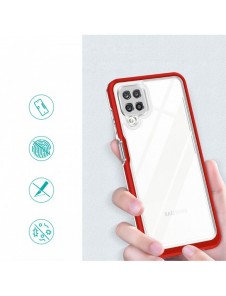 Genomskinligt 3in1-fodral för Samsung Galaxy A22 4G Frame Gel Cover Röd