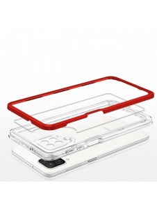 Genomskinligt 3in1-fodral för Samsung Galaxy A22 4G Frame Gel Cover Röd