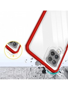Genomskinligt 3in1-fodral för Samsung Galaxy A22 4G Frame Gel Cover Röd