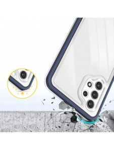 Genomskinligt 3-i-1 fodral för Samsung Galaxy A32 4G Frame Gel Cover Blå