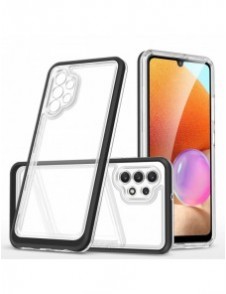 Genomskinligt 3-i-1 fodral för Samsung Galaxy A32 5G Frame Gel Cover Svart