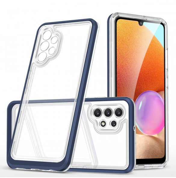 Genomskinligt 3-i-1 fodral för Samsung Galaxy A32 5G Frame Gel Cover Blå
