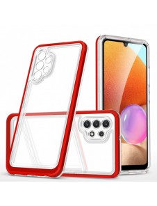 Genomskinligt 3in1-fodral för Samsung Galaxy A32 5G Frame Gel Cover Röd