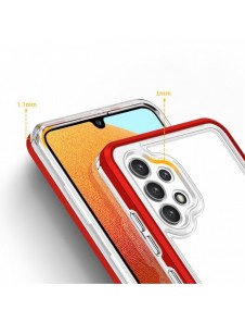 Genomskinligt 3in1-fodral för Samsung Galaxy A32 5G Frame Gel Cover Röd