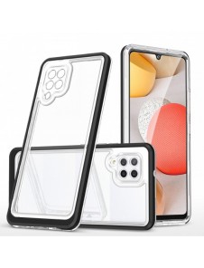 Genomskinligt 3-i-1 fodral för Samsung Galaxy A42 5G Frame Gel Cover Svart
