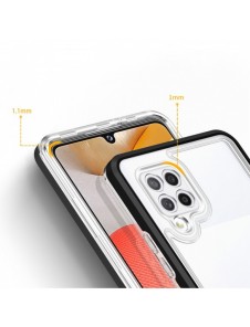 Genomskinligt 3-i-1 fodral för Samsung Galaxy A42 5G Frame Gel Cover Svart