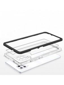 Genomskinligt 3-i-1 fodral för Samsung Galaxy A42 5G Frame Gel Cover Svart