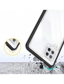 Genomskinligt 3-i-1 fodral för Samsung Galaxy A42 5G Frame Gel Cover Svart
