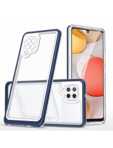 Genomskinligt 3-i-1 fodral för Samsung Galaxy A42 5G Frame Gel Cover Blå