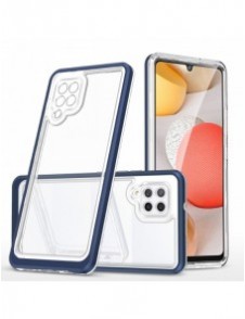 Genomskinligt 3-i-1 fodral för Samsung Galaxy A42 5G Frame Gel Cover Blå