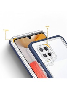Genomskinligt 3-i-1 fodral för Samsung Galaxy A42 5G Frame Gel Cover Blå