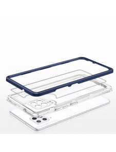 Genomskinligt 3-i-1 fodral för Samsung Galaxy A42 5G Frame Gel Cover Blå