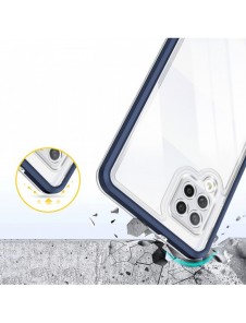 Genomskinligt 3-i-1 fodral för Samsung Galaxy A42 5G Frame Gel Cover Blå