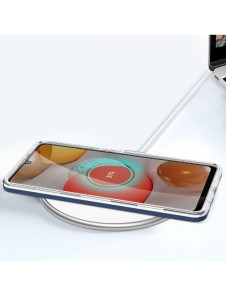 Genomskinligt 3-i-1 fodral för Samsung Galaxy A42 5G Frame Gel Cover Blå