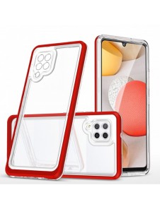 Genomskinligt 3-i-1 fodral för Samsung Galaxy A42 5G Frame Gel Cover Röd