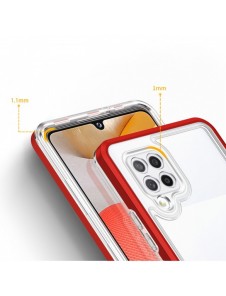 Genomskinligt 3-i-1 fodral för Samsung Galaxy A42 5G Frame Gel Cover Röd