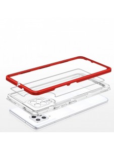 Genomskinligt 3-i-1 fodral för Samsung Galaxy A42 5G Frame Gel Cover Röd