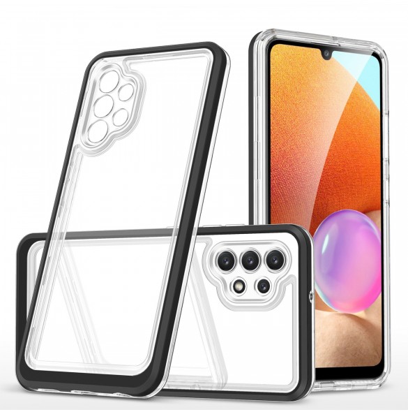 Genomskinligt 3in1-fodral för Samsung Galaxy A72 4G Frame Gel Cover Svart