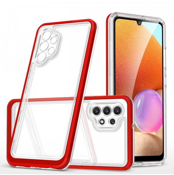 Genomskinligt 3-i-1 fodral för Samsung Galaxy A72 4G Frame Gel Cover Röd