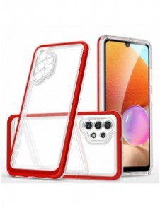 Genomskinligt 3-i-1 fodral för Samsung Galaxy A72 4G Frame Gel Cover Röd