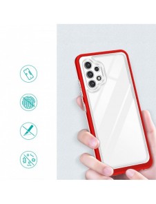 Genomskinligt 3-i-1 fodral för Samsung Galaxy A72 4G Frame Gel Cover Röd