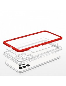 Genomskinligt 3-i-1 fodral för Samsung Galaxy A72 4G Frame Gel Cover Röd