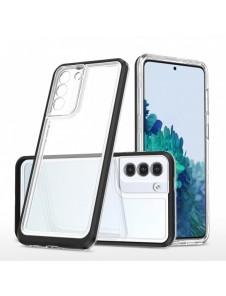 Genomskinligt 3-i-1 fodral för Samsung Galaxy S21 5G Frame Gel Cover Svart