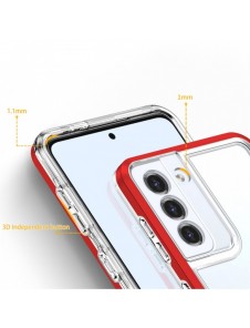Genomskinligt 3-i-1 fodral för Samsung Galaxy S21 5G Frame Gel Cover Röd