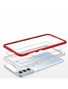 Genomskinligt 3-i-1 fodral för Samsung Galaxy S21 + 5G (S21 Plus 5G) Ram Gel Cover Röd