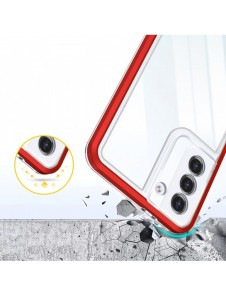 Genomskinligt 3-i-1 fodral för Samsung Galaxy S21 + 5G (S21 Plus 5G) Ram Gel Cover Röd