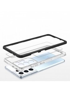 Genomskinligt 3-i-1 fodral för Samsung Galaxy S21 Ultra 5G Frame Gel Cover Svart