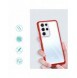 Genomskinligt 3-i-1 fodral för Samsung Galaxy S21 Ultra 5G Frame Gel Cover Röd