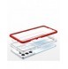 Genomskinligt 3-i-1 fodral för Samsung Galaxy S21 Ultra 5G Frame Gel Cover Röd