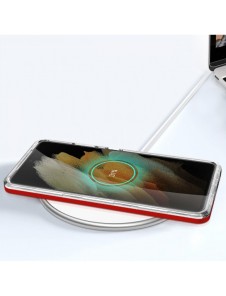 Genomskinligt 3-i-1 fodral för Samsung Galaxy S21 Ultra 5G Frame Gel Cover Röd