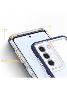 Klart 3-i-1 fodral för Samsung Galaxy S22 Frame Gel Cover Blå