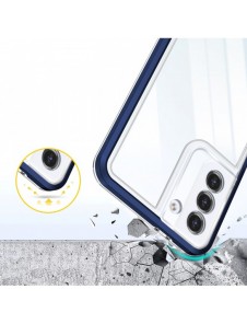 Klart 3-i-1 fodral för Samsung Galaxy S22 Frame Gel Cover Blå