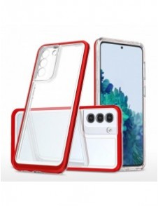 Klart 3-i-1 fodral för Samsung Galaxy S22 Frame Gel Cover Röd