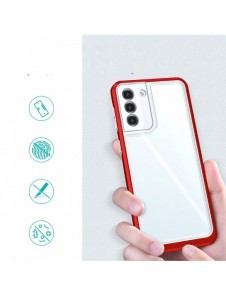 Klart 3-i-1 fodral för Samsung Galaxy S22 Frame Gel Cover Röd