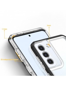 Genomskinligt 3-i-1 fodral för Samsung Galaxy S22 + (S22 Plus) Ram Gel Cover Svart