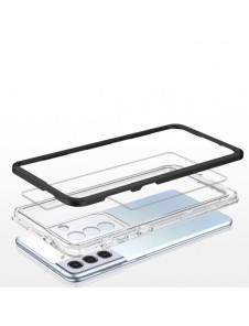 Genomskinligt 3-i-1 fodral för Samsung Galaxy S22 + (S22 Plus) Ram Gel Cover Svart