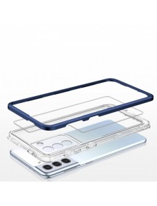 Genomskinligt 3-i-1 fodral för Samsung Galaxy S22 + (S22 Plus) Ram Gel Cover Blå