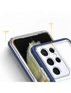 Klart 3-i-1 fodral för Samsung Galaxy S22 Ultra Frame Gel Cover Blå