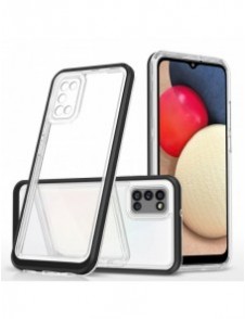 Klart 3-i-1 fodral för Samsung Galaxy A03s (166) ram gelöverdrag svart