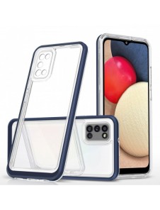 Genomskinligt 3-i-1 fodral för Samsung Galaxy A03s (166) ram gelöverdrag blå
