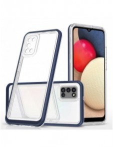 Genomskinligt 3-i-1 fodral för Samsung Galaxy A03s (166) ram gelöverdrag blå