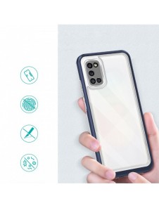 Genomskinligt 3-i-1 fodral för Samsung Galaxy A03s (166) ram gelöverdrag blå