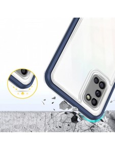 Genomskinligt 3-i-1 fodral för Samsung Galaxy A03s (166) ram gelöverdrag blå