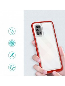 Genomskinligt 3-i-1 fodral för Samsung Galaxy A03s (166) ram gelöverdrag rött
